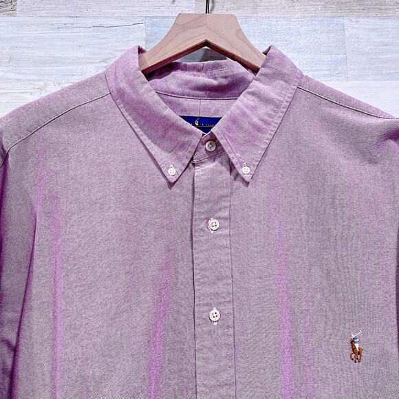 Ralph Lauren Oxford Button Down Shirt Red Long Sleeve Cotton Mens 3XB 3X Big - Picture 2 of 6